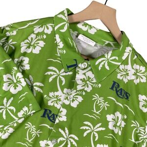 Tampa Bay Rays Tropical Hawaiian‎ Button Up Shirt Men's XL Green Palm Tree MLB